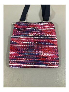 Baggallini Horizon Crossbody Bag with Wristlet in Plum Abstract, Washable Materi